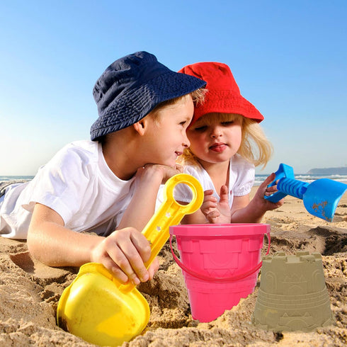 Holady 7.3'' Summer Plastic Beach Castle Mold Buckets, Large Size Sand Bucket Water Bucket for Beach Fun Great Party