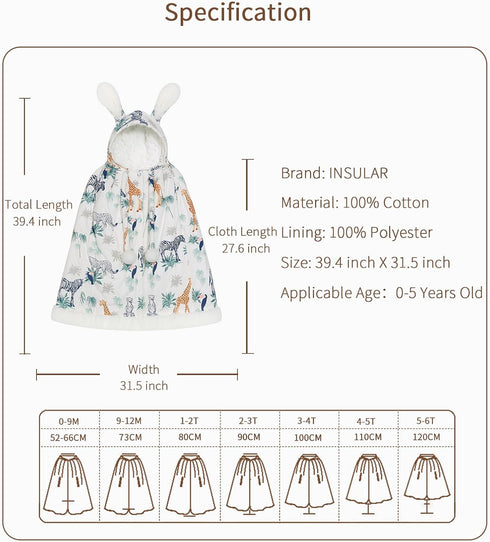 Insular Kids Hooded Car Seat Poncho - Baby Girls Cloak Coat