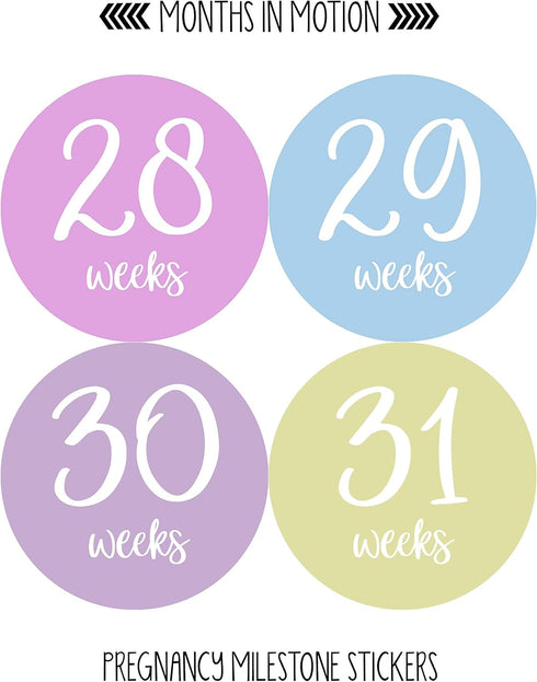 Pregnancy Weekly Belly Growth Stickers - 36 pcs Purple Pink, Matte Finish for Maternity Photo Sessions