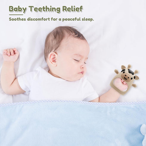 CAHILON 2 Pack 0-6 6-12 Baby Teething Toys Months, Adjustable Anti Dropping Wrist Teething Mittens, Food Grade Silicone