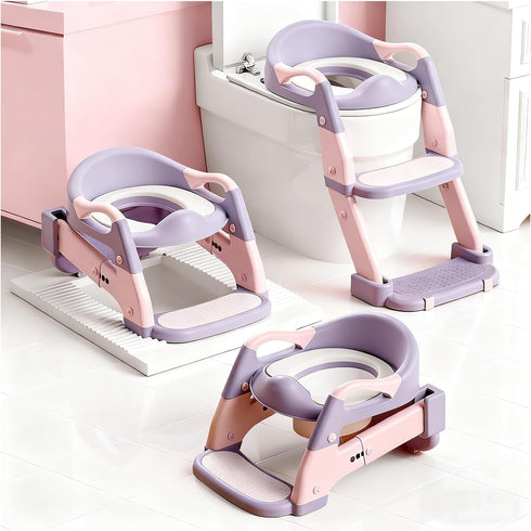 Snugzy Toddler Potty Training Seat 3-in-1 Foldable Potty Training Toilet with Step Stool
