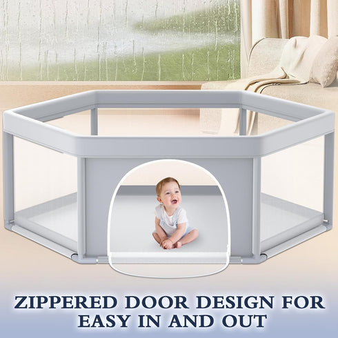65x65 Inch XVISHX Hexagonal Baby Playpen, Playpen for Babies and Toddlers, Baby Play Pen Playard for Indoor & Outdoor