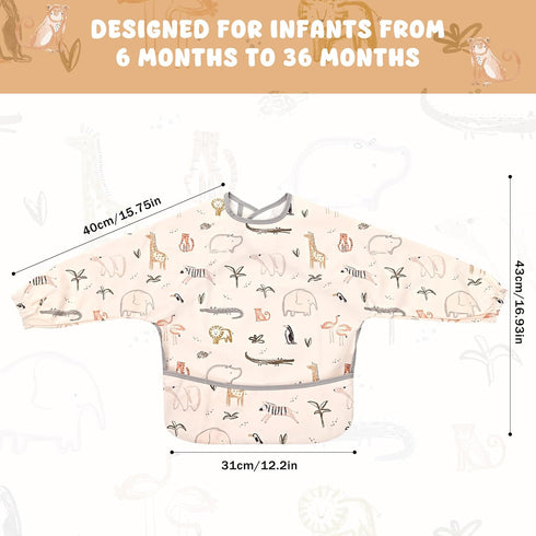 Mess-Free Baby Feeding Smock with Long Sleeves | Waterproof Bib for Infants and Toddlers
