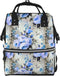FSQDJLU Blue and Periwinkle Floral Diaper Bag Backpack for Women, Large Capacity Waterproof