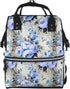 FSQDJLU Blue and Periwinkle Floral Diaper Bag Backpack for Women, Large Capacity Waterproof