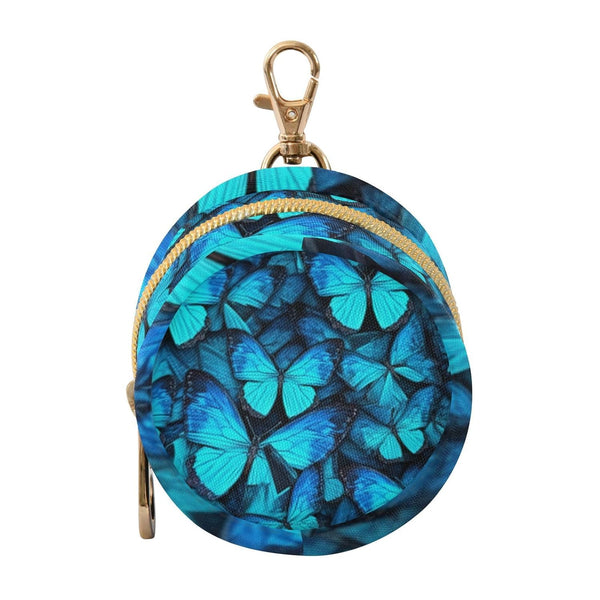YETTASBIN Blue Butterfly Portable Pacifier Holder Case with Metal Hook Buckle & Zipper