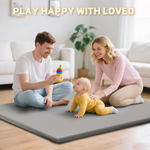 Sofoliana 50x50 Tummy Tummy Vegan Leather Baby Play Mat, Thicken Foam Cushioned & Waterproof Playpen Mat for Infants