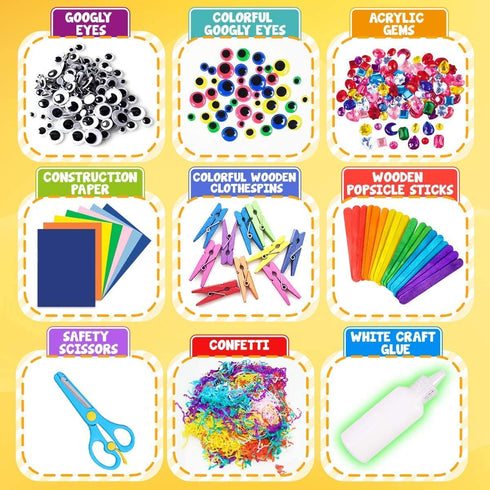 FUNZBO Arts and Crafts Supplies for Kids - Craft Kit with Art Supplies, Preschool Activities, DIY Birthday Gifts for