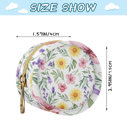 PYBUG Flowers Round Pacifier Storage Case, Polyester & TPU Lined with Hook Buckle, Pacifier Container Box for Baby