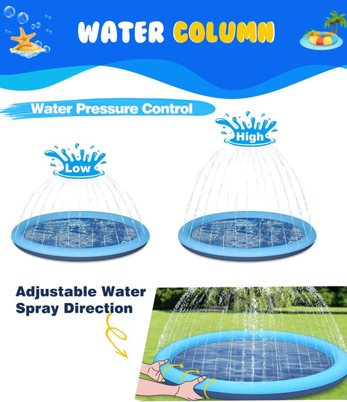 moinmoly 67" Summer Dog Splash Pad, Non-Slip Thickened Sprinkler Pool, Outdoor Pet Water Play Mat, Splash Pad for Dogs