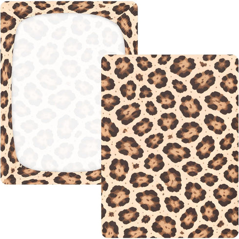 CZXW 52" 28" Wild Leopard Pattern Crib Sheets Fitted x Natural Cotton Soft & Breathable for Baby Crib Mattress