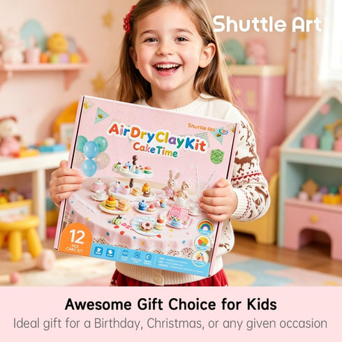 52 Shuttle Art Air Dry Clay for Kids - Cake Time, PCS Modeling Clay Kit with Sculpting Tools and Tutorials, Safe