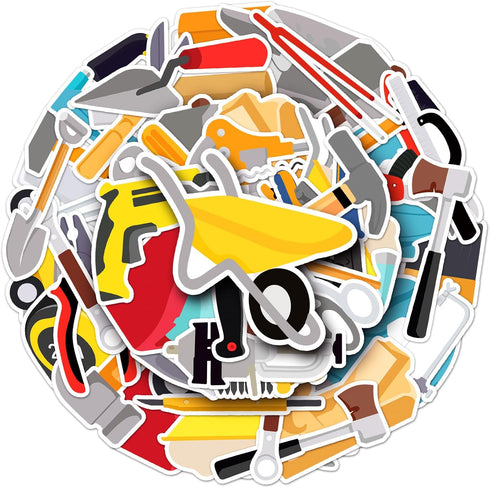 Jictegb Kids,50Pcs Tool Stickers for Waterproof Vinyl Decals for Cup Water Bottles Laptop Luggage Computer Mobile Phone