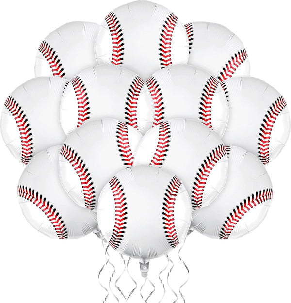 Durony 12 Pieces 18 inches Baseball Balloons – Foil Mylar Baseball Themed Party Decorations for Birthday