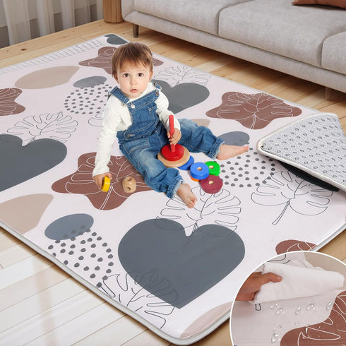 ZUVVIA 74x50 Playpen Mat Foam Thick, 1 inch Thicker & Waterproof Baby Playpen