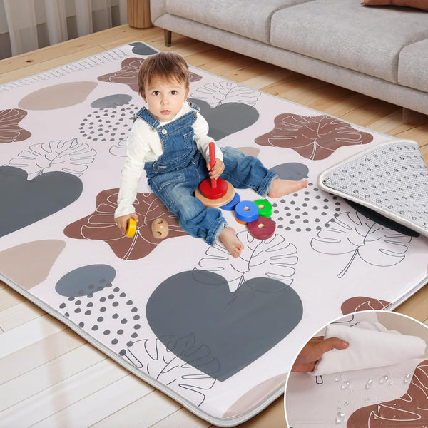 ZUVVIA 74x50 Playpen Mat Foam Thick, 1 inch Thicker & Waterproof Baby Playpen
