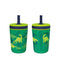 Zak Designs Kelso 15 oz Tumbler Set, Dino Camo, Leak-Proof Lid with Straw, Kids Cup Bundle