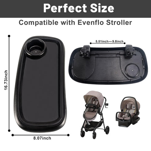 Eiszhjk Stroller Snack Tray Compatible with Evenflo, with Stroller Cup Holder Attachment, Stays in Place Tray