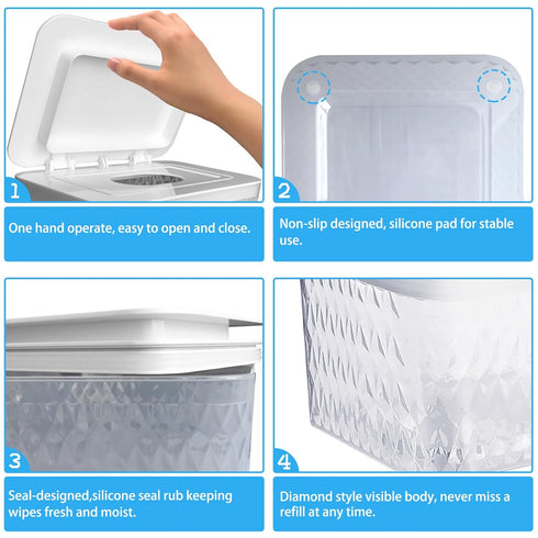 2 Pack Wet Baby Wipes Dispenser - Large Capacity Wipe Holder Seal-Designed Dust-Proof Wet Wipes Container Keep Diaper