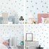 ROFARSO 120 Decals 2.2'' Cyan Polka Dots Wall Stickers | DIY Removable Peel & Stick Home Decor