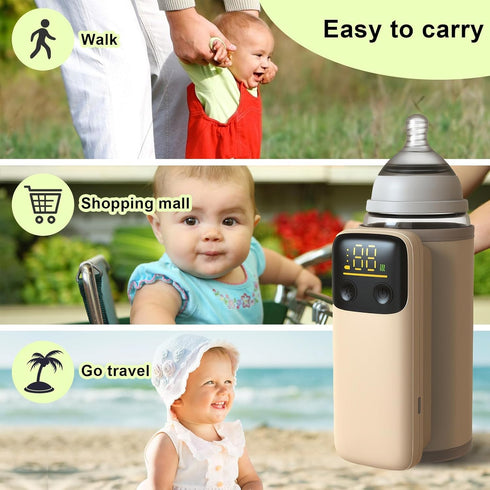 Portable Bottle Warmer for Travel, Fast Heating - Travel Bottle Warmer with Battery-Powered Temperature Display Bottle