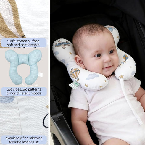 Zdbdbd Baby Travel Pillow, U-Shape Pillow for Car Seat and Stroller Use, Lightweight Baby Travel Accessory (Sky