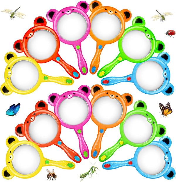 12Pcs Colorful Magnifying Glass for Kids, Mini Hand Toy for Science Class, Outdoor Observation Party Favor