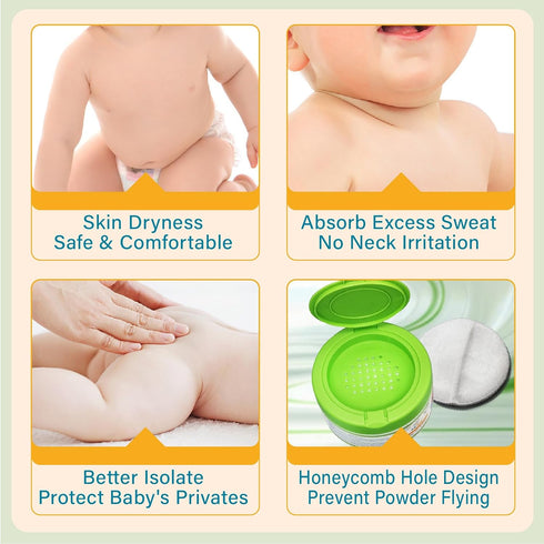 '-140g PEGO Cornstarch Baby Powder, Talc-Free,with Zinc Oxide, Aloe Vera & Chamomile, Soothing Skin Care, Hypoallergenic