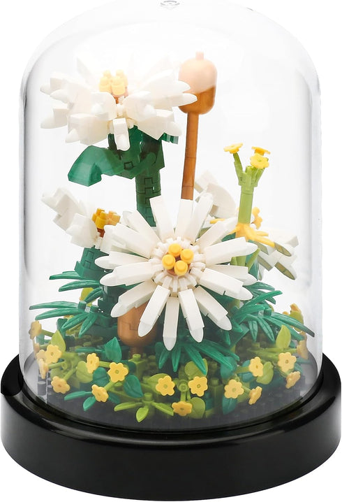 YaJie Flower Bouquet Building Set - White Daisy Blocks for Adults, Unique Botanical Home Decor (490 PCS)