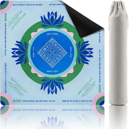 Mahjong Mat with Rules, 32.2 Inch Square Neoprene Mahjong Mats for Table,