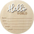 LZEDIRA Baby Announcement Sign, 5.9 Inch Wooden Hello World Newborn Welcome Sign, Birth