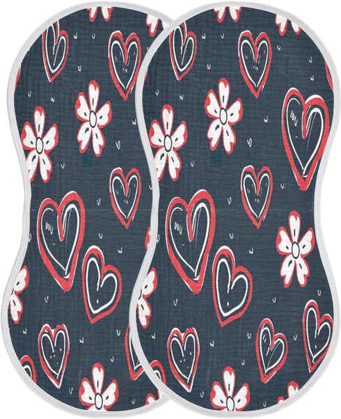 YETTASBIN Cute Love Heart Muslin Baby Burp Cloth, Super Soft Absorbent Cotton Burp Rag Baby Bibs Feeding Cloth