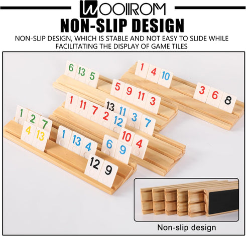 WOOIIROM Rummy 6 6 160 Rummy Rummy Set Cube Game Players Edition with Wooden Racks, Numbers Tiles, Premium Waterproof