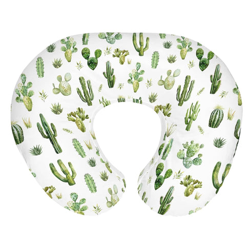 Watercolor Cactus Baby Nursing Pillow Covers for Boy Girl Green Cactus Leaves