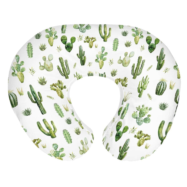 Watercolor Cactus Baby Nursing Pillow Covers for Boy Girl Green Cactus Leaves