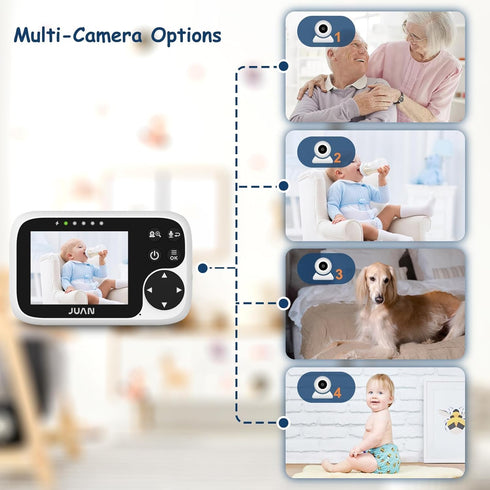 JUAN 100% 3500mAh 1000ft 2-Way Baby Monitor with Camera and Audio, No WiFi Private, Long Battery, Range Connection