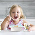 5Pcs Kids Tableware Set, Cartoon Bamboo Dinnerware with Baby Plates, Bowls, Forks & Spoons for Kids (Blue)