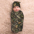 Nanyizly Set 0-6m Camouflage Leaves Newborns Beanie Swaddle Blanket Baby Receiving Blankets for Infant Boy Girl Swaddle