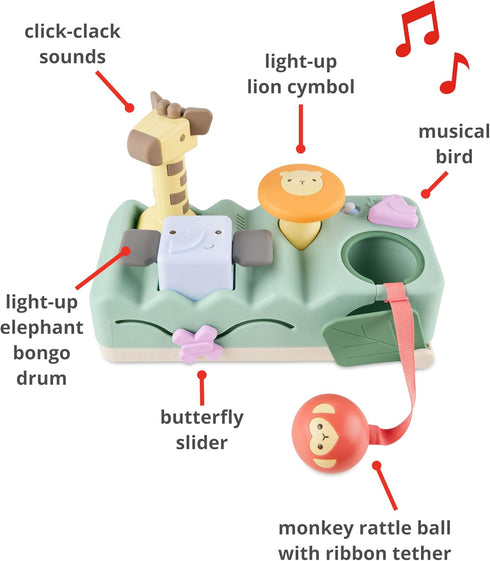 Tummy 12 6 2-in-1 3m+ Skip Hop Time & Seated Play Cause & Effect Developmental Musical Baby Toy with Animal Sounds