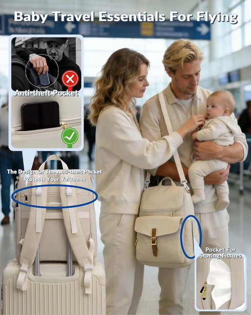 NatuFuse Backpack, 15 Diaper Bag Pockets Baby Bag, Girl Boy Travel Tote Bag with Insulated Pocket, Cute Diaper Bag