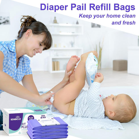 SOHBCLE 8 Pack 12% 5336 30% Diaper Pail Refill Bags Compatible with Dekor Plus Diaper Pail Refills Extra Length,Holds