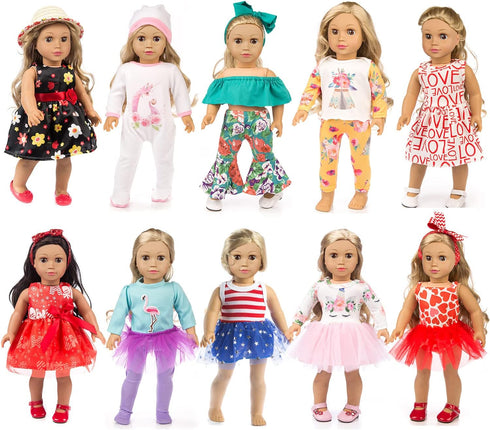 ZQDOLL 19 pcs American Doll Clothes Gift for 18 inch Doll Clothes