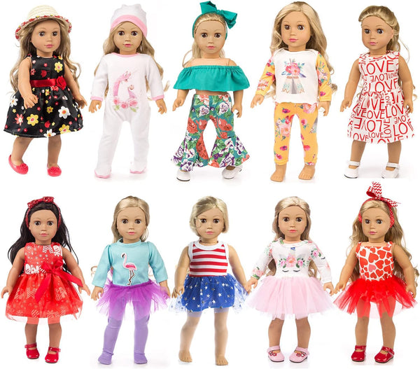 ZQDOLL 19 pcs American Doll Clothes Gift for 18 inch Doll Clothes