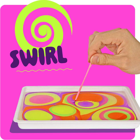 Glow in The Dark Marble Paint Kit for Kids - Water Marbling Painting Art Set for Ages 6-12, Birthday Gifts Toys