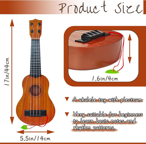 Kids Toy Ukulele Guitar, 17 Inch Classical Guitar Musical Toy, 4 Strings Educational Learning Toy for Toddlers