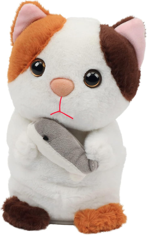 Hopearl Talking Kitty Plush Toy, Repeats What You Say, 7'' Interactive Cat Gift for Toddlers