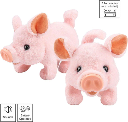 Liberty Imports My Pet Pig, Electronic Plush Piggy Toy Piglet that Walks, Wags Tail, Wiggles Nose, and Makes Oink