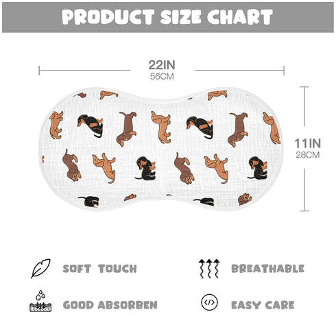 WELLDAY Set 4, 22 11 Inch Muslin Baby Burp Cloths of Soft Absorbent Cute Dogs Dachshunds Muslin Washcloths, Bibs, Face