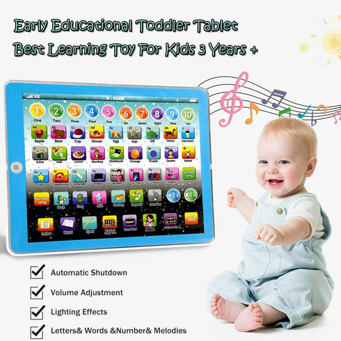 Kids Tablet Learning Pad, Toddler Tablet with ABC Word Song Music Number for Educational Preschool Boys & Girls