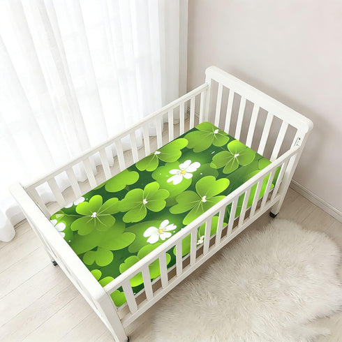 Bseiialft 52 28 Shamrock Clover Checkered St Patrick's Day Crib Sheets for Boys Girls Soft and Breathable Cotton Baby